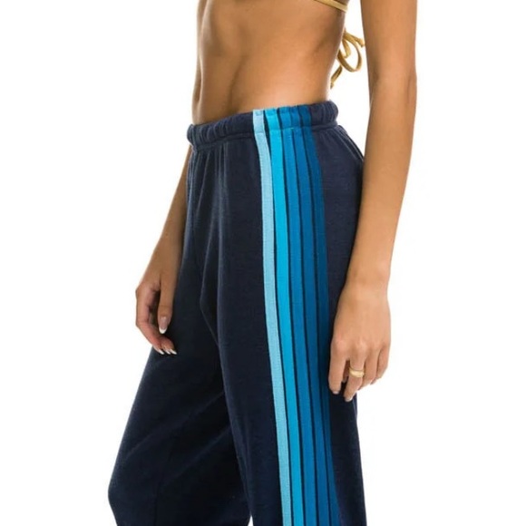 Aviator Nation 5 stripe Sweatpants Navy Blue Size L - Picture 1 of 6